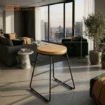 Ghế Cafe Gỗ Poplar Tự Nhiên Khung Sắt - 2