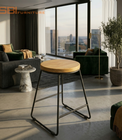 Ghế Cafe Gỗ Poplar Tự Nhiên Khung Sắt - 2